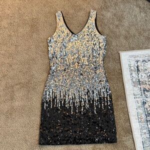 Sequin Ombre Black and Silver Dress